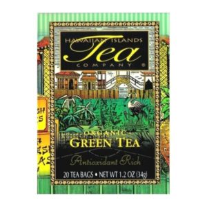 Box containing twenty bags of Certified Organic Green Tea