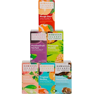 six boxes of tropical flavored teas